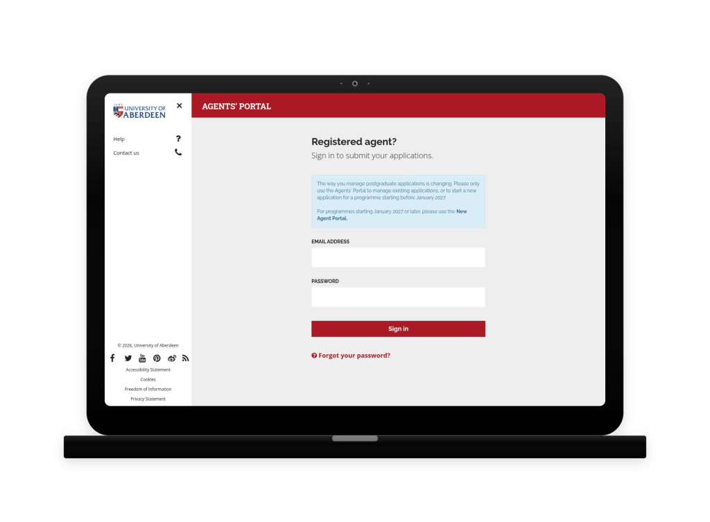 Agents' Portal website displayed on a laptop computer